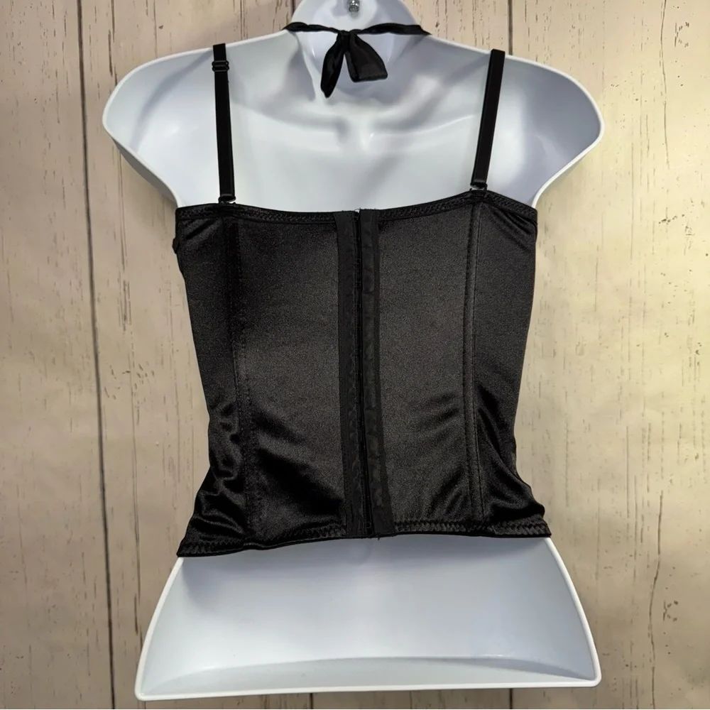 Gothic Black Lace Up Corset Top Spirit Halloween M Y2K Burlesque Festivalwear - Picture 14 of 16